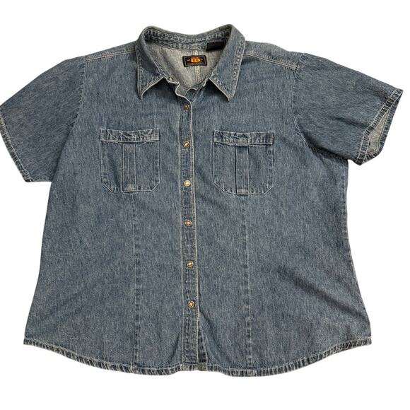 Route 66 Denim Shirt Women’s 20W Button Front Short Sleeve Snap - Picture 1 of 4